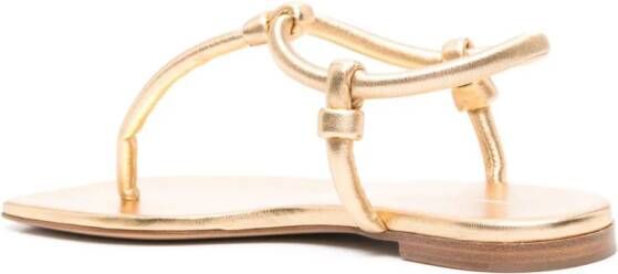 Gianvito Rossi Juno thong leather sandals Gold