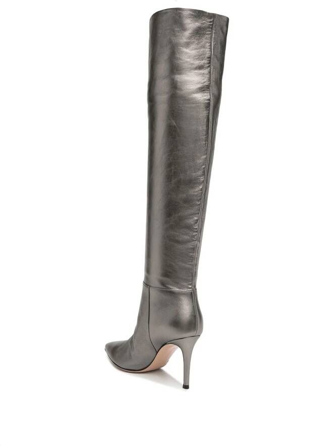 Gianvito Rossi knee-length metallic effect boots Grey