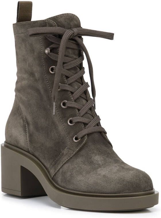 Gianvito Rossi lace-up suede ankle boots Green