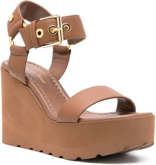 Gianvito Rossi leather wedge sandals Brown