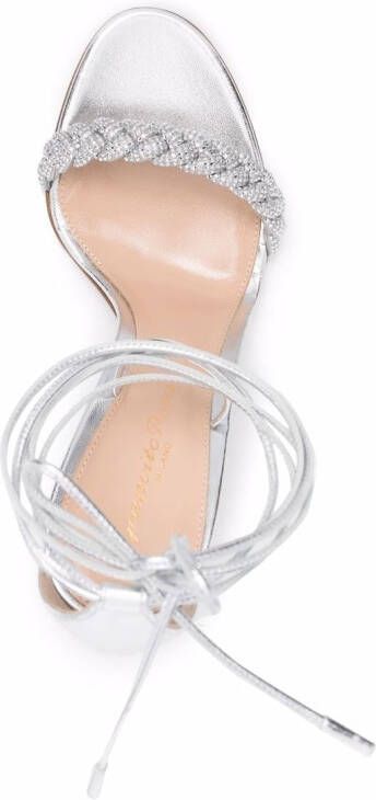 Gianvito Rossi Leomi Crystal 105mm braided sandals Silver
