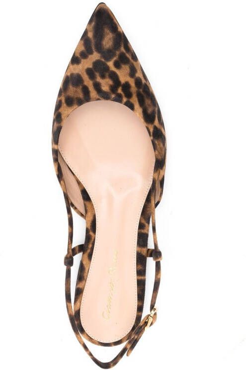 Gianvito Rossi leopard-print pointed sandals Brown