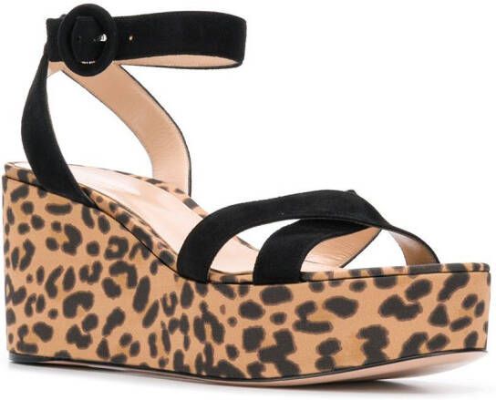 Gianvito Rossi leopard print sandals Black