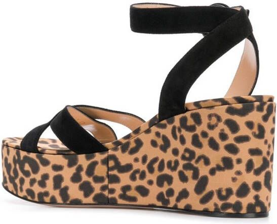 Gianvito Rossi leopard print sandals Black