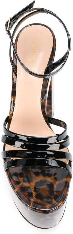 Gianvito Rossi leopard varnished sandals Black