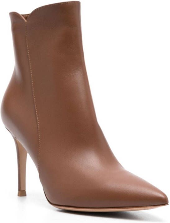 Gianvito Rossi Levy 95mm pointed-toe boots Brown