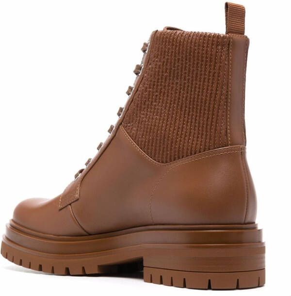 Gianvito Rossi Martis 20 ribbed-detail combat boots Brown