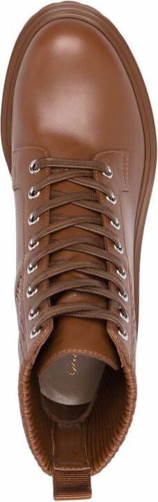 Gianvito Rossi Martis 20 ribbed-detail combat boots Brown