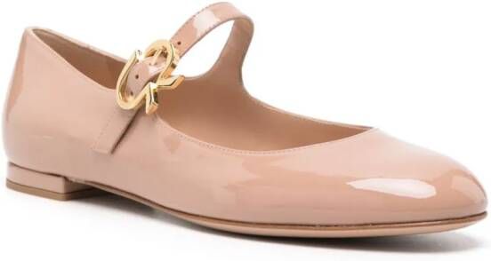 Gianvito Rossi Mary Ribbon 05 leather ballerina shoes Neutrals