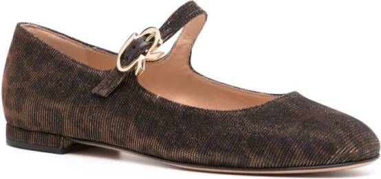 Gianvito Rossi Mary Ribbon 05 suede ballerina shoes Brown