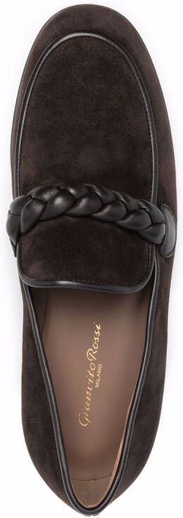 Gianvito Rossi Massimo braid-embellished suede loafers Brown
