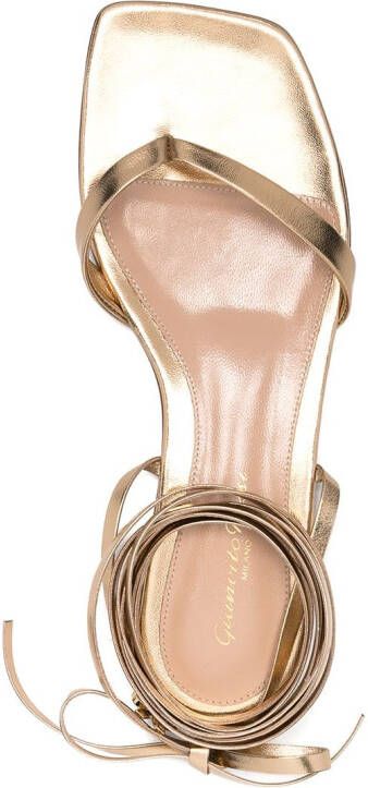 Gianvito Rossi metallic-effect lace-up sandals Gold