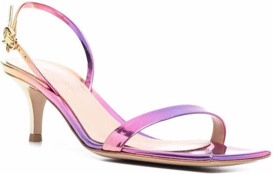 Gianvito Rossi metallic-effect leather sandals Pink
