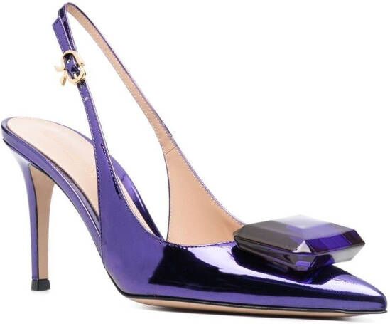 Gianvito Rossi metallic-finish 95mm pointed pumps Blue