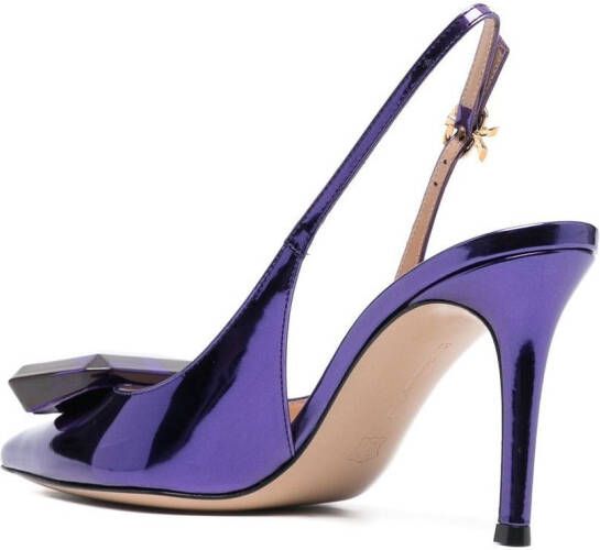 Gianvito Rossi metallic-finish 95mm pointed pumps Blue