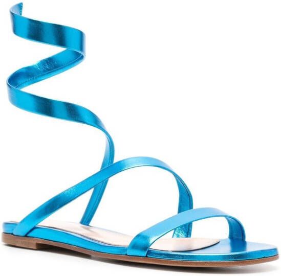 Gianvito Rossi metallic wrap-around sandals Blue