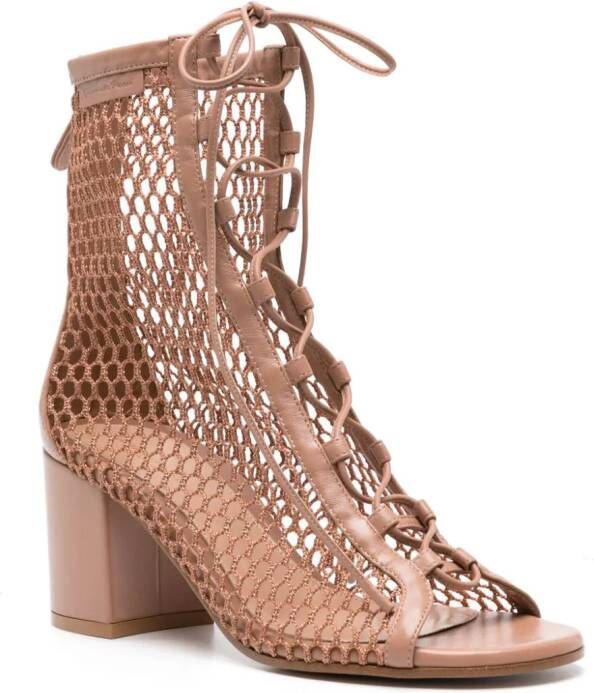 Gianvito Rossi open-knit lace-up sandals Pink