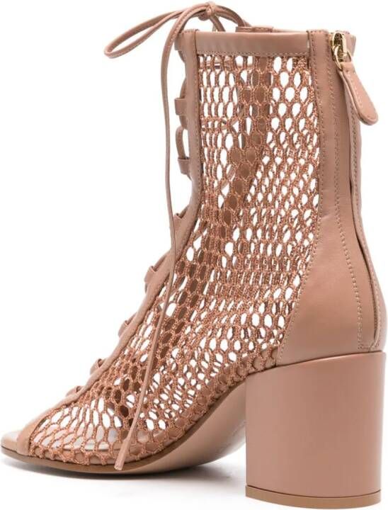 Gianvito Rossi open-knit lace-up sandals Pink