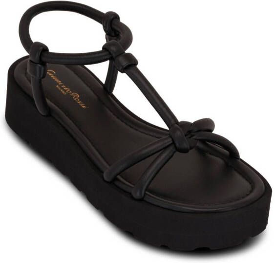 Gianvito Rossi open toe flatform leather sandals Black