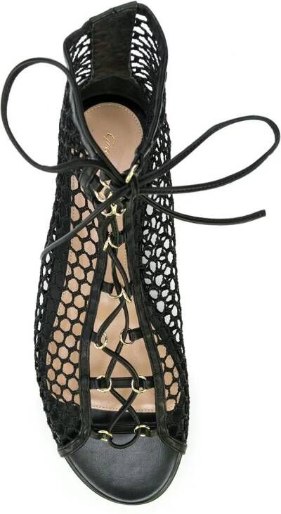 Gianvito Rossi perforated lace-up sandals Black