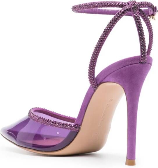 Gianvito Rossi Plexi 110mm crystal-embellished pumps Purple