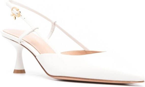 Gianvito Rossi point toe slingback leather pumps White
