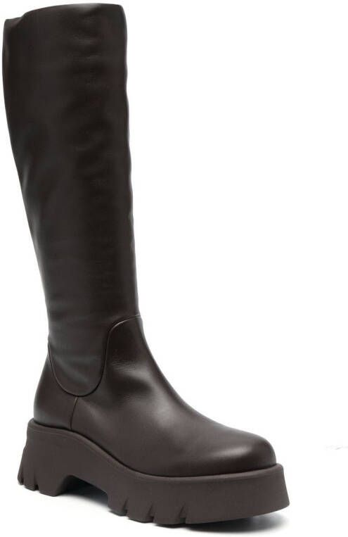 Gianvito Rossi polished-finish ridged-sole boots Brown