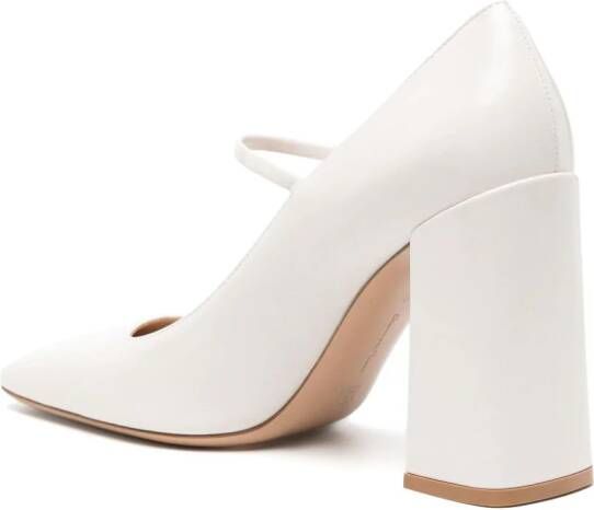 Gianvito Rossi Ribbon 95mm leather Mary Jane pumps White