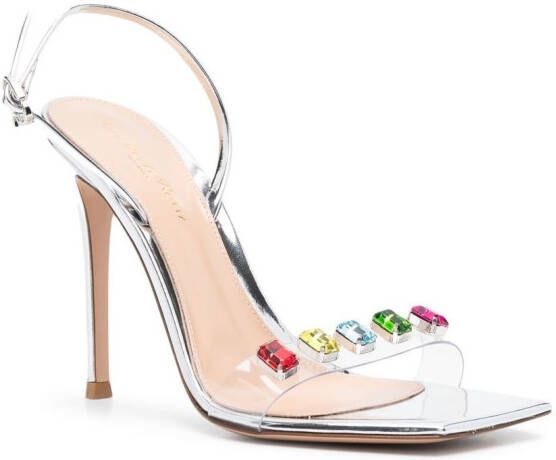 Gianvito Rossi Ribbon Candy 85mm crystal-embellished sandals Silver