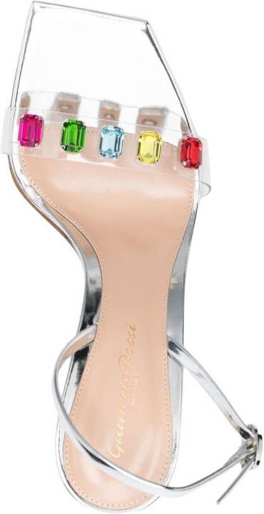 Gianvito Rossi Ribbon Candy 85mm crystal-embellished sandals Silver