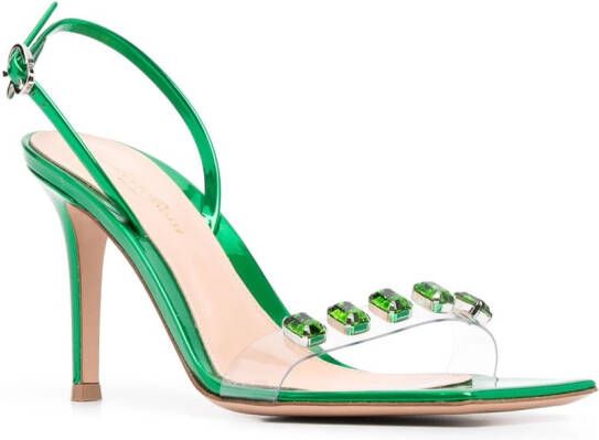 Gianvito Rossi Ribbon Candy gemstone-embellished 90mm sandals Green