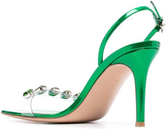 Gianvito Rossi Ribbon Candy gemstone-embellished 90mm sandals Green