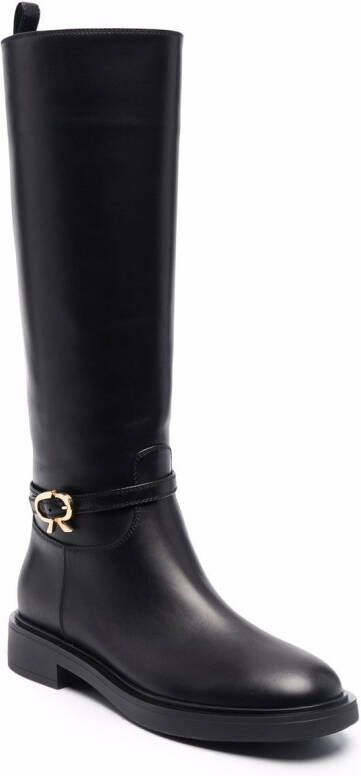 Gianvito Rossi Ribbon Cavalier leather boots Black