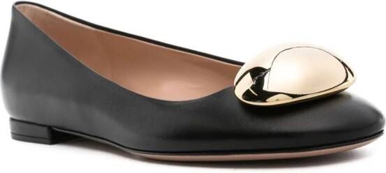 Gianvito Rossi round-toe leather ballerina shoes Black