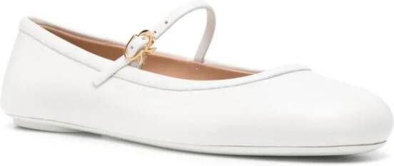 Gianvito Rossi round-toe leather ballerina shoes White