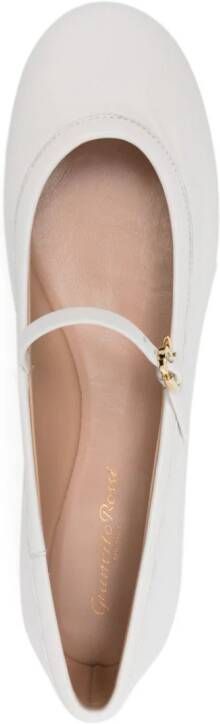 Gianvito Rossi round-toe leather ballerina shoes White