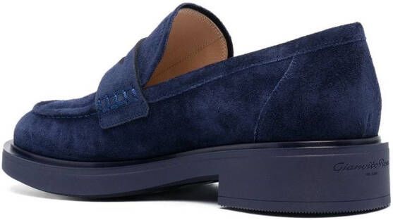 Gianvito Rossi round-toe suede loafers Blue