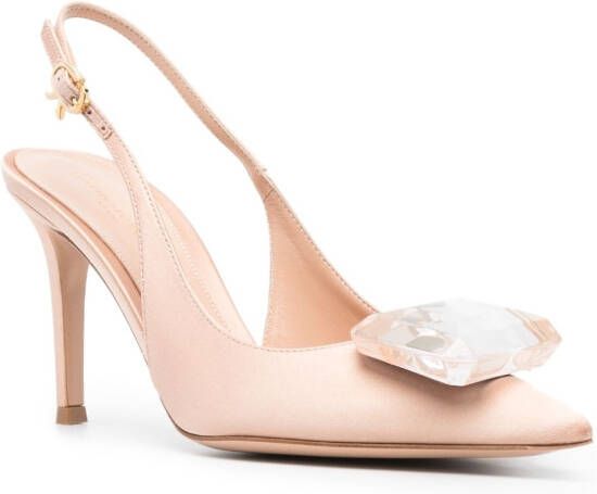 Gianvito Rossi satin crystal scarpins Neutrals