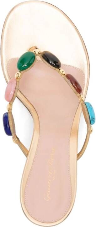 Gianvito Rossi Shanti Thong 70mm leather sandals Gold