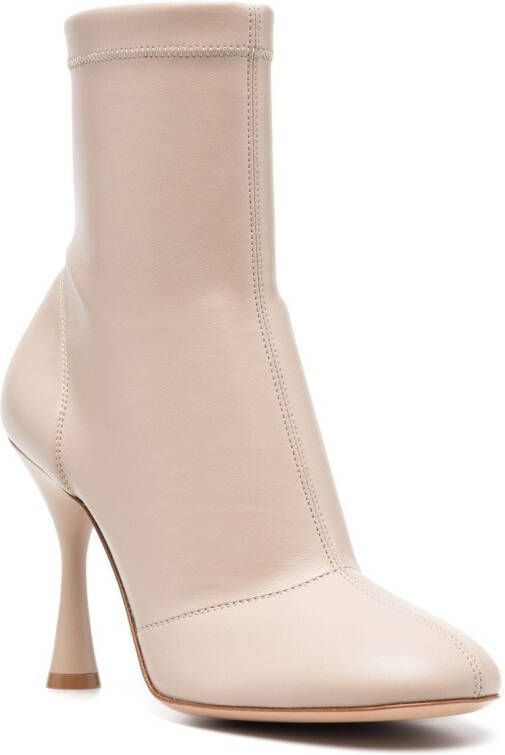 Gianvito Rossi sock-style 100mm leather boots Neutrals