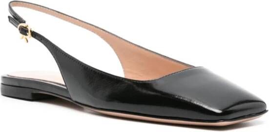 Gianvito Rossi square-toe slingback ballerina shoes Black