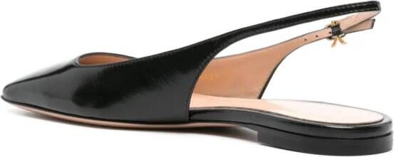 Gianvito Rossi square-toe slingback ballerina shoes Black
