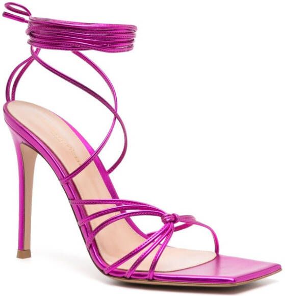 Gianvito Rossi Sylvie 115mm metallic leather sandals Pink