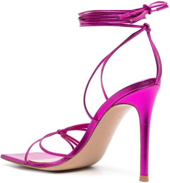 Gianvito Rossi Sylvie 115mm metallic leather sandals Pink