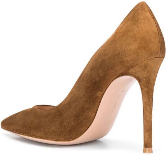 Gianvito Rossi textured pointed toe pumps Brown