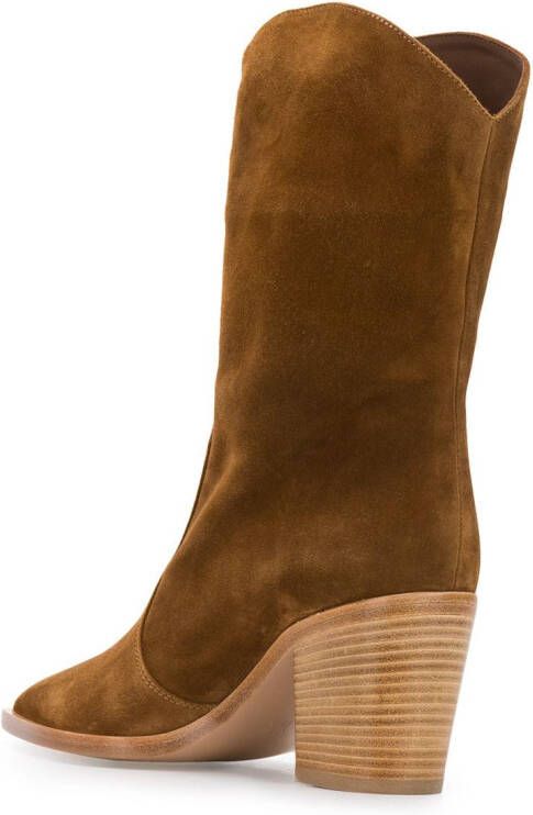 Gianvito Rossi wooden heel cowboy boots Brown