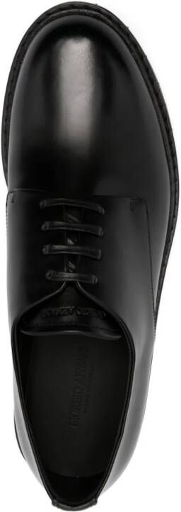 Giorgio Armani almond-toe leather derby shoes Black