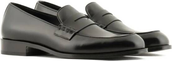 Giorgio Armani almond-toe leather loafers Black
