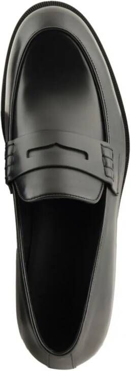Giorgio Armani almond-toe leather loafers Black