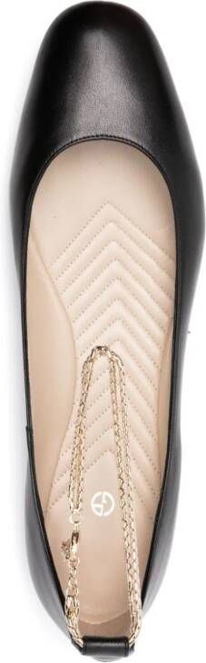 Giorgio Armani chain link-detail leather ballerina shoes Black